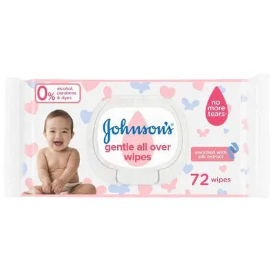 مناديل مبللة جنتل اول اوفر للاطفال من جونسون (72 منديل) | Johnsons - مناديل جونسون للأطفال (Johnsons Baby Wipes)
تنظيف لطيف (Gentle Cleansing)
لجميع أجزاء الجسم (All Over Baby Wipes)
حماية للبشرة (Skin Protection)