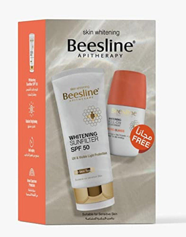 بيزلين كريم تفتيح بمعامل حماية ضد اشعة الشمس 50spf +رول اون باسيفك ايلند | Beesline