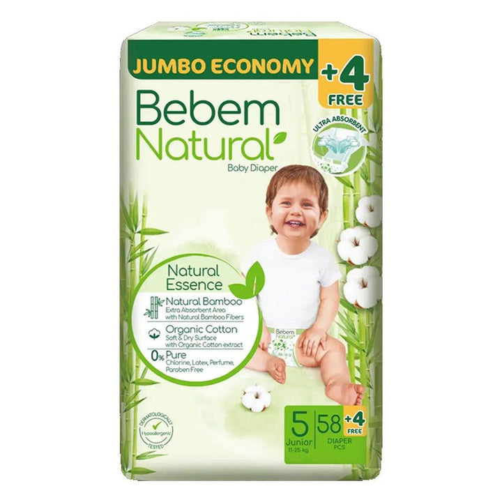 حفاضات بي بم طبيعي مقاس 5 | (58 حفاضة) | Bebem Natural -حفاضات ببيم ناتشورال (Bebem Natural Diapers)
حجم 5 للأطفال (Size 5 for Kids)
حماية طبيعية (Natural Protection)
راحة مستمرة (Continuous Comfort)