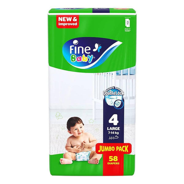 حفاضات فاين بيبي مقاس 4 | (58 حفاضة) | Fine Baby - حفاضات فاين بيبي (Fine Baby Diapers)
حجم 4 للأطفال (Size 4 for Kids)
حماية فائقة (Superior Protection)
راحة مستمرة (Continuous Comfort)