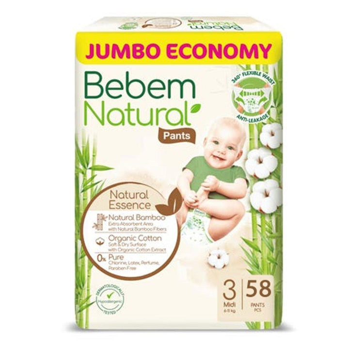 حفاضات ببيم ناتشورال (Bebem Natural Diapers)
حجم 3 للأطفال (Size 3 for Babies)
حماية طبيعية (Natural Protection)
راحة طوال اليوم (All-Day Comfort)