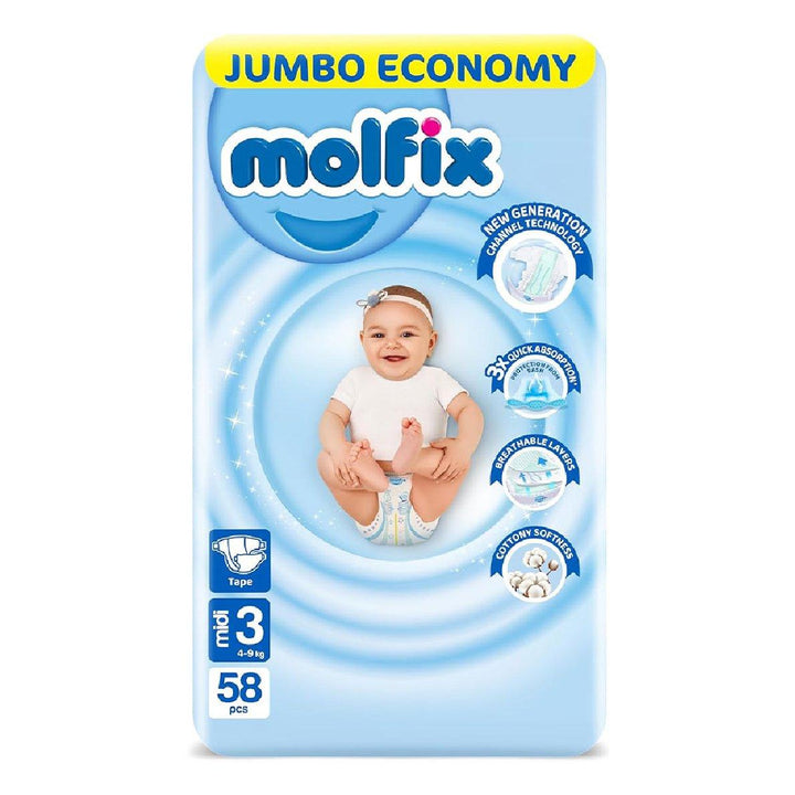 حفاضات مولفكس
Molfix Diapers
مقاس 3
Diaper Care