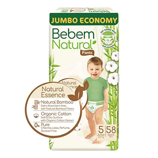 حفاضات ببيم ناتشورال (Bebem Natural Diapers)
حجم 5 للأطفال (Size 5 for Kids)
حماية طبيعية (Natural Protection)
راحة ودعماً (Comfort & Support)