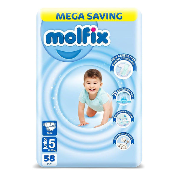 حفاضات مولفكس
Molfix Diapers
حفاضات للأطفال
Diapers Size 5