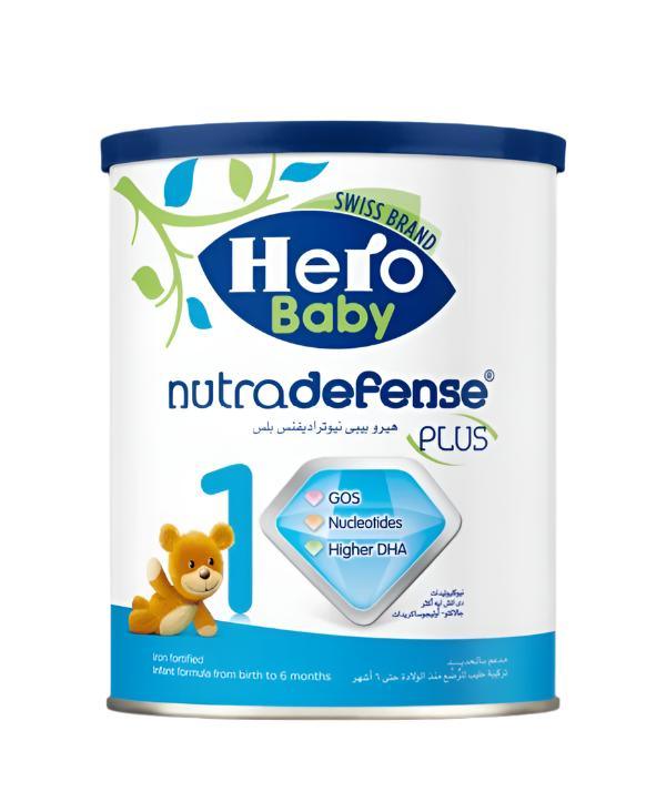 Hero Baby 1, Nutradefense Plus, infant formula 0–6 months, baby milk 400g
هيرو بيبي 1، نيوتريديفينس، حليب الرضع، من 0 إلى 6 شهور