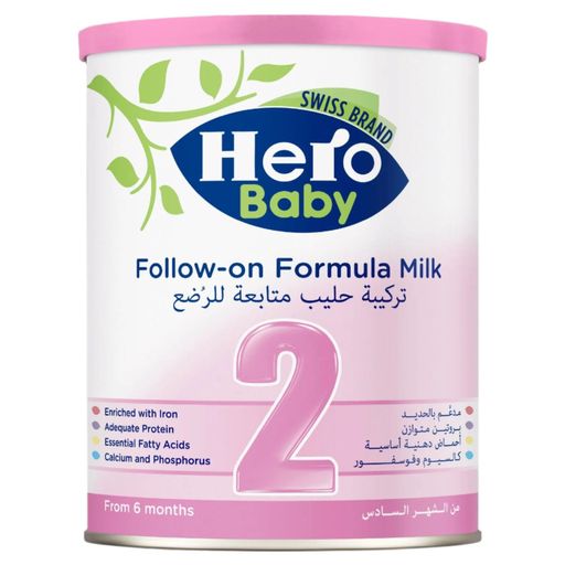 Hero Baby 2, follow-up formula, infant milk 6–12 months, baby formula 400g
هيرو بيبي 2، حليب أطفال، من 6 شهور لسنة، تركيبة متابعة