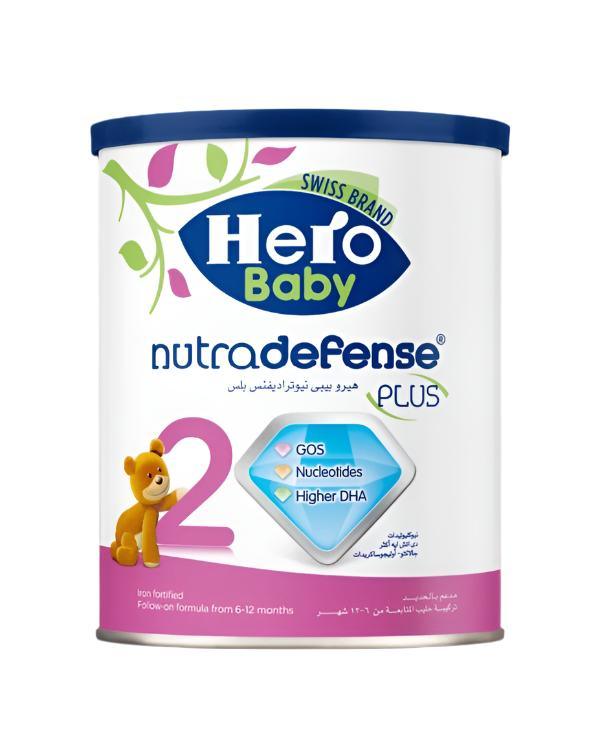 Hero Baby 2, Nutradefense Plus, follow-up formula 6–12 months, baby milk 400g
هيرو بيبي 2، نيوتريديفينس، تركيبة متابعة، من 6 إلى 12 شهر