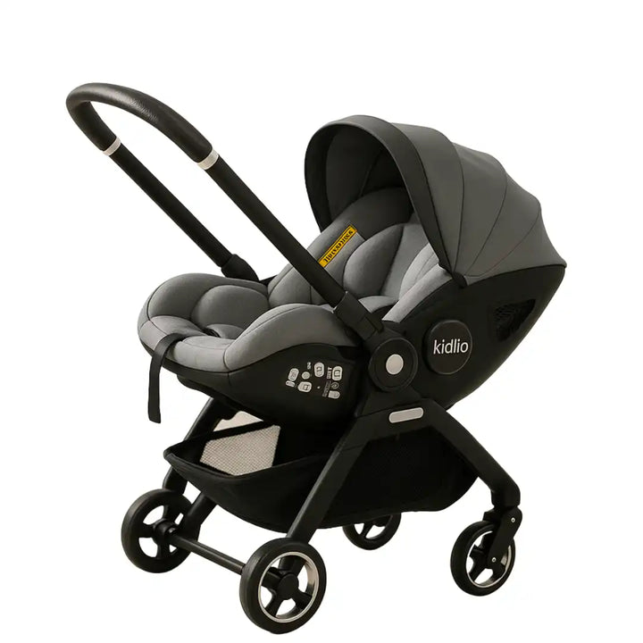 car seat stroller in one Kidilo Stroller & Car Seat – 5-Point Safety Harness, 360° Front Wheels – kidzmarket