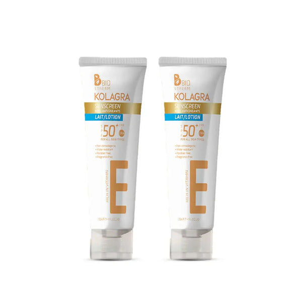 Kolagra sunscreen lotion, SPF 50, sun protection, buy 1 get 1 free, daily sunscreen
واقي شمس كولاجرا، عرض 1+1، لوشن حماية الشمس، SPF 50+