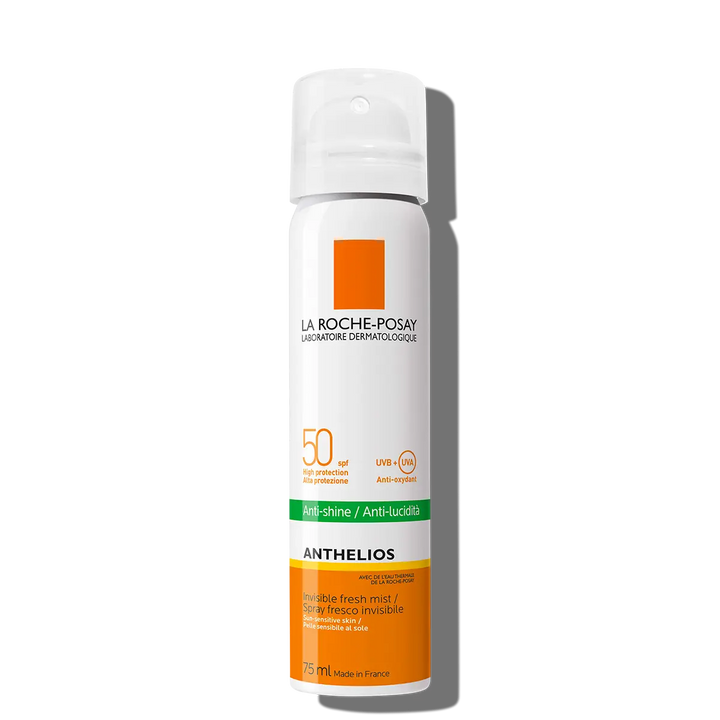 La Roche-Posay sunscreen mist, Anthelios spray SPF 50, anti-shine sunscreen, SPF over makeup
لاروش بوزيه، بخاخ واقي شمس، مضاد للمعان، حماية فوق المكياج