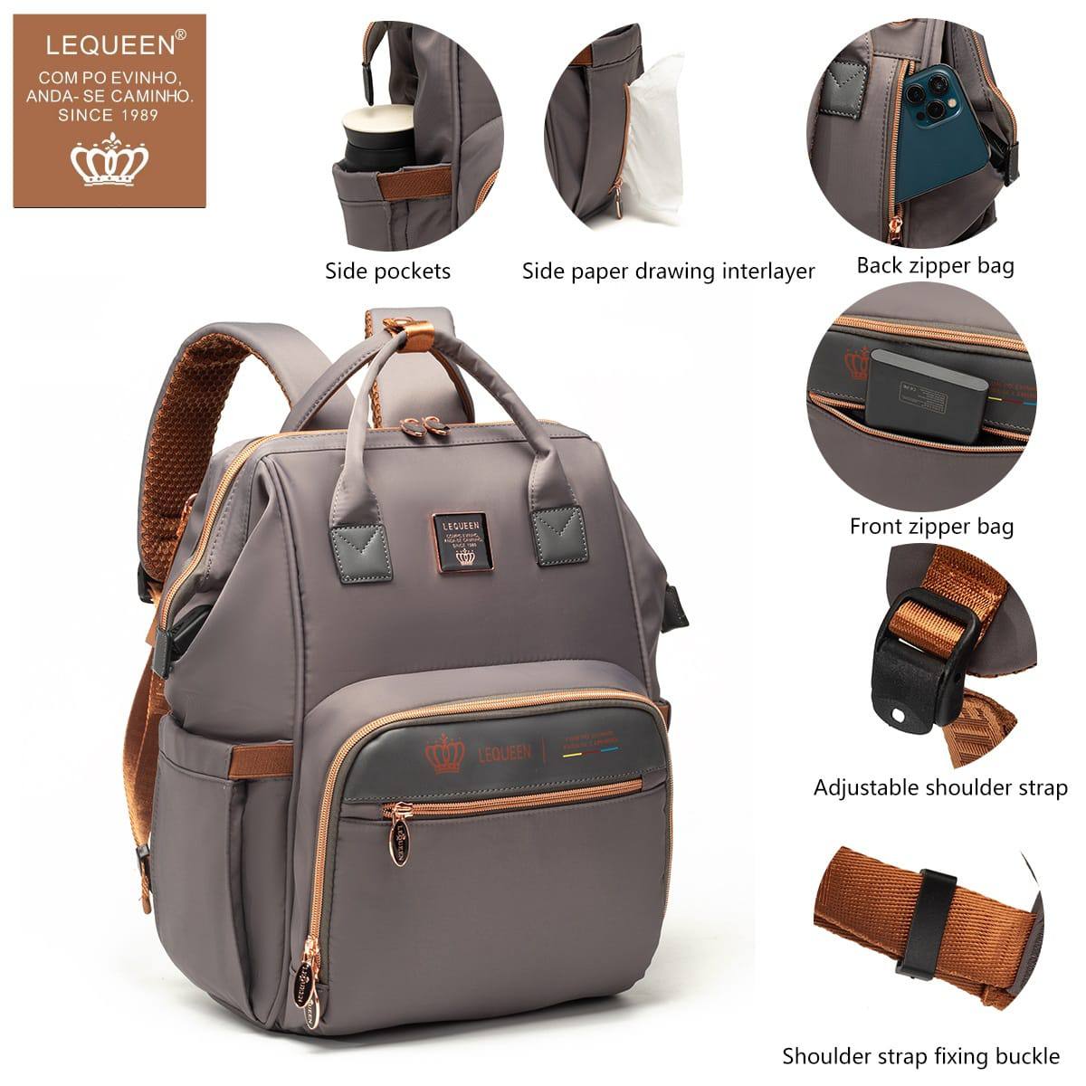Lequeen Diamond 8th Edition Soft Waterproof Mommy Bag - Gray Set ...