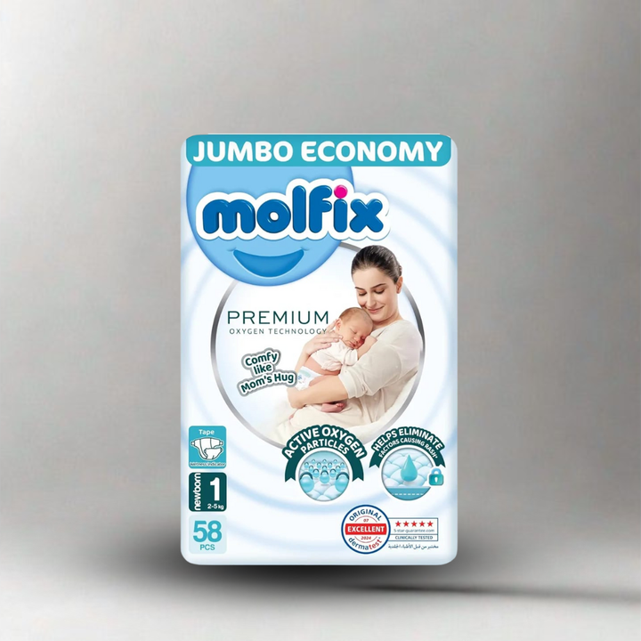حفاضات مولفيكس بريميوم, حفاضات أطفال حديثي الولادة, حفاضات مقاس 1, حفاضات 2-5 كجم, حفاضات ناعمة للبشرة الحساسة,
Molfix Premium diapers, newborn baby diapers, size 1 diapers, 2-5kg baby nappies, soft baby diapers