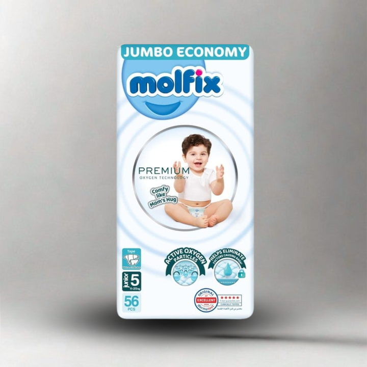 حفاضات مولفيكس, حفاضات اطفال, حفاضات حجم 5, حفاضات بريميوم, حفاضات ضد التسريب,
Molfix diapers, baby diapers, premium diapers, size 5 diapers, leak-proof diapers