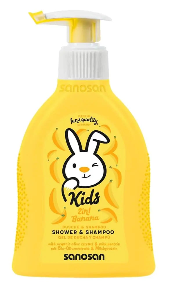 banana baby shampoo, baby shower gel, Sanosan 2-in-1, gentle baby wash, scented baby shampoo
شامبو موز للأطفال، جل استحمام للأطفال، سانوسان، غسول برائحة الموز، شامبو 2 في 1