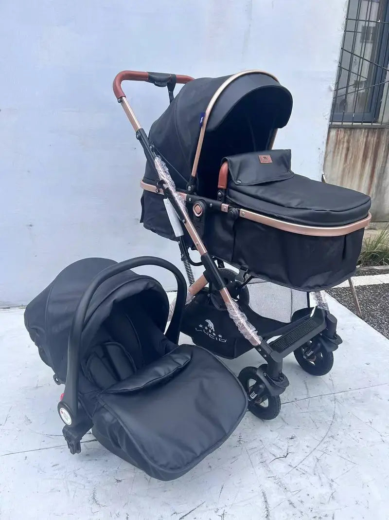luxury stroller and car seat Lucid SENA + C Baby Set – Black Leather